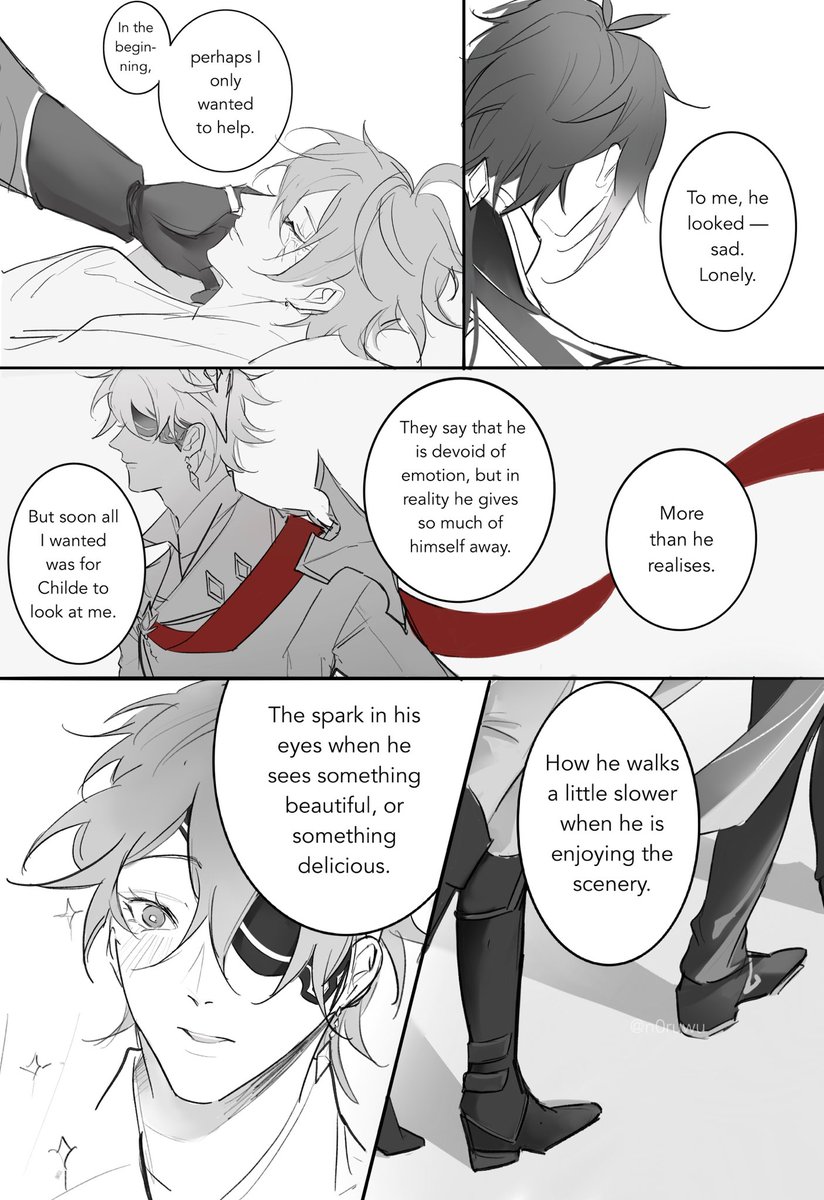 n0ruwu's tweet photo. Short comic based on a scene in one of my favorite zc fic with beta! Childe. Link of the fic in the comment, please check it out, it’s really good 💕 #ZhongChi https://t.co/IFSi7zJwOo