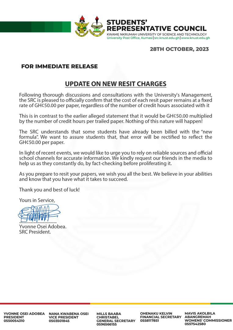 osei_adobea's tweet photo. In light of recent developments, we strongly encourage the student populace to turn to trustworthy sources and official school channels for accurate and reliable information.
#StillWorkingForYou!
#knust https://t.co/iM0tN7nvQI