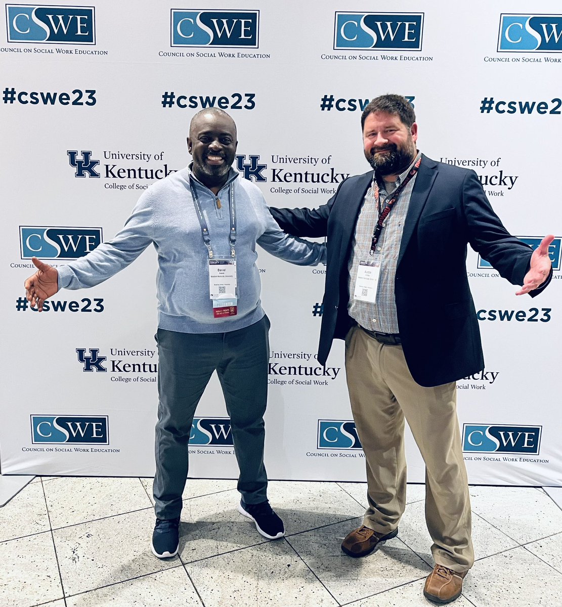 Hanging out at the @CSocialWorkEd with my guy, Dr. @DanielABoamah! #APM23 #CSWE23 @WKUChildWelfare @WKUSocialWork @CHHS_WKU