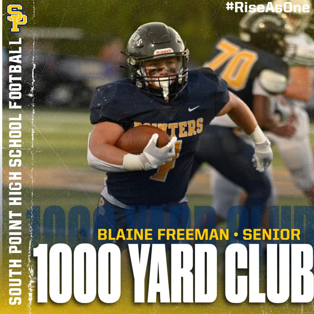 Welcome to the 1000 Yard Club Blaine Freeman!  Congratulations!!! Thank You for All You gave SP on and off the Field!