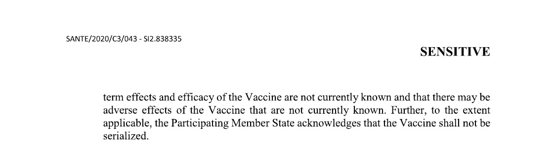 A ASSASSINA PFIZER.

Foi divulgado o CONTRATO celebrado entre a PFIZER e a UNIÃO EUROPEIA para utilização das "vacinas" da farmacêutica.
ia802304.us.archive.org/25/items/contr…

Estarrecedora a página 48, item 4, o qual transcrevo com tradução direta no "tradutor do google":

"4. The