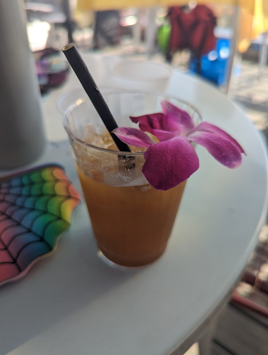 //I'm out and drinking so I may appear periodically to have drunk Chuuya make an appearance. Yes it's 2pm here. No I do not care. Halloween market with friendos. It hot. Drink cold. Also yummy. Pumpkin mai tai