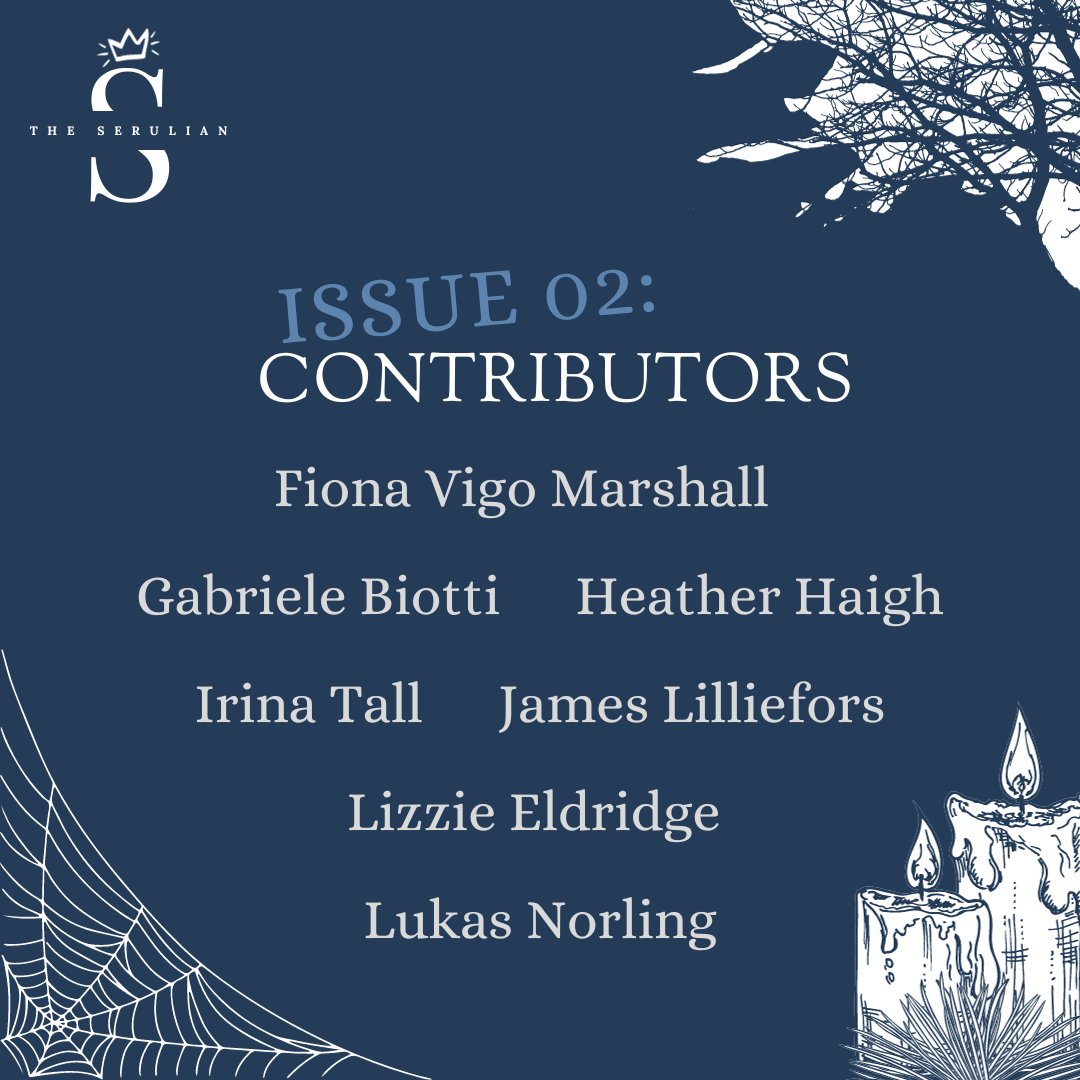 TheSerulian's tweet photo. hello everyone! we're extremely excited to share the names of our contributors for our upcoming issue! 🩵🤩
🤓🔖 🗓️ mark your calendar & get ready to read- issue 2 of #TheSerulian comes out on Oct 31st!
#NewLitMag #ContributorsList #WritingCommunity https://t.co/lMFY4yaDfb