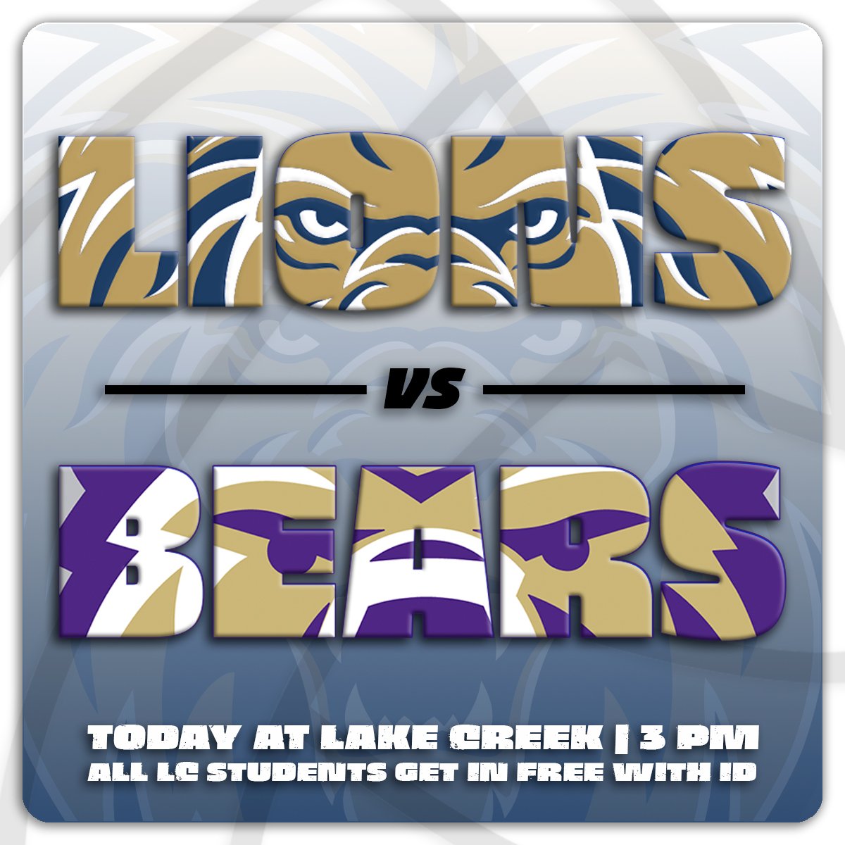 GAME DAY‼️

🚨 DISTRICT 21-5A TIE BREAKER 
🕒 3 PM at LAKE CREEK
🏐 Lake Creek Lions vs Montgomery Bears

All students get in FREE if they show their Lake Creek Student ID

Spread the word and let's fill the gym!!! Let's go Lions 🦁🏐