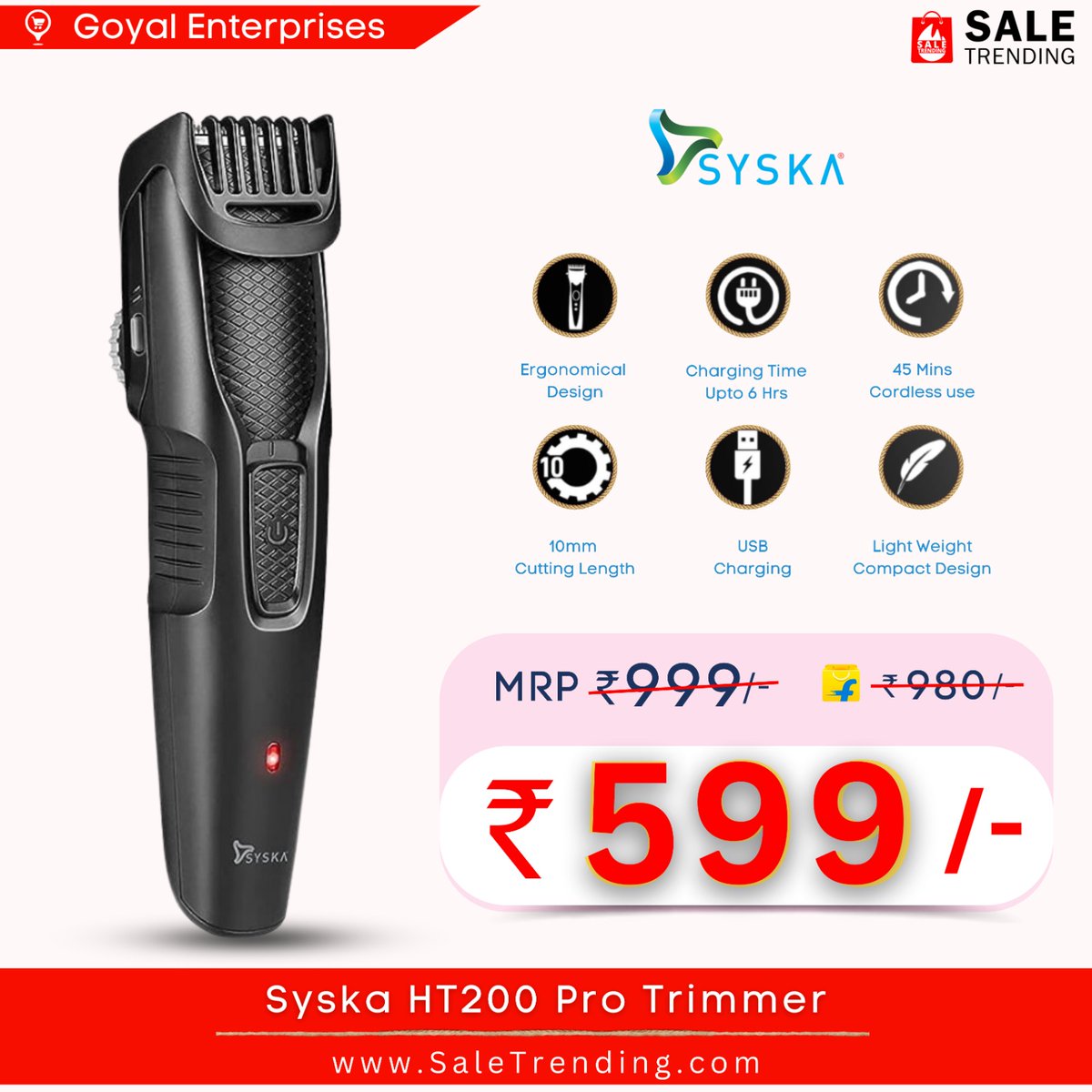 SaleTrending's tweet image. Get the perfect trim with the Syska HT200 Pro Trimmer at an exclusive discount! ✂️💰
.
saletrending.com/sale_detail?co…
.
#trimmer #cordlesstrimmer #Syska #festivalsale #Sale #Deals #saletrending