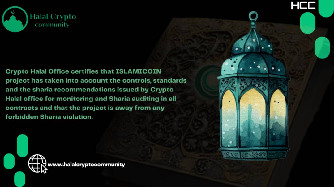 PaschalUchenna6's tweet photo. Crypto halal office certificate that #IslamicCoin project has taken into account,the controls standards and the sharia recommendations issued by Crypto Halal office for monitoring and sharia auditing in all contracts. #Halalcryptocommunity #HCC
#oriele https://t.co/3oVhgaCjUD