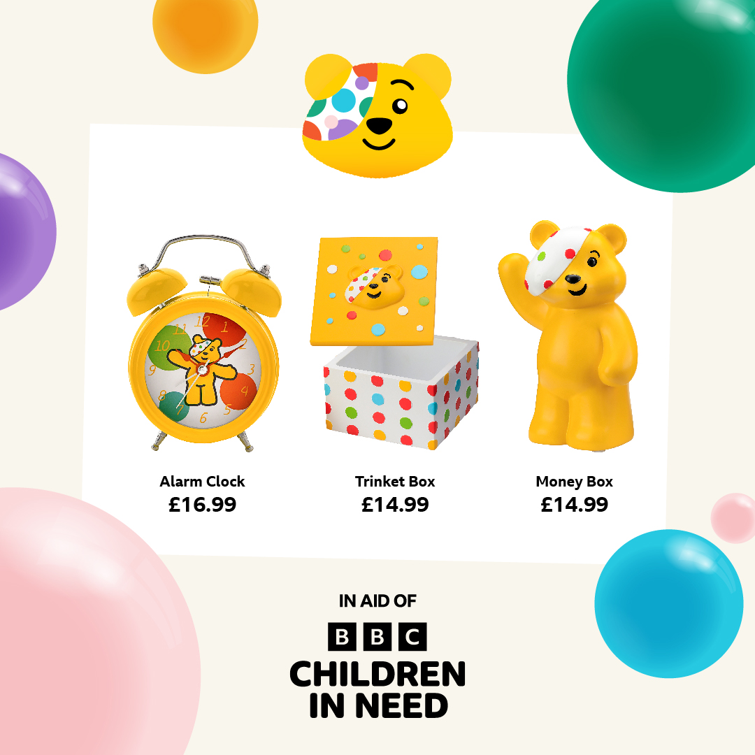Great news – In collaboration with @BBCCiN, @fhindsjewellers are selling their exclusive Pudsey gift collection again this year! F.Hinds are donating 100% of the profits from the sale of this collection to BBC Children in Need.