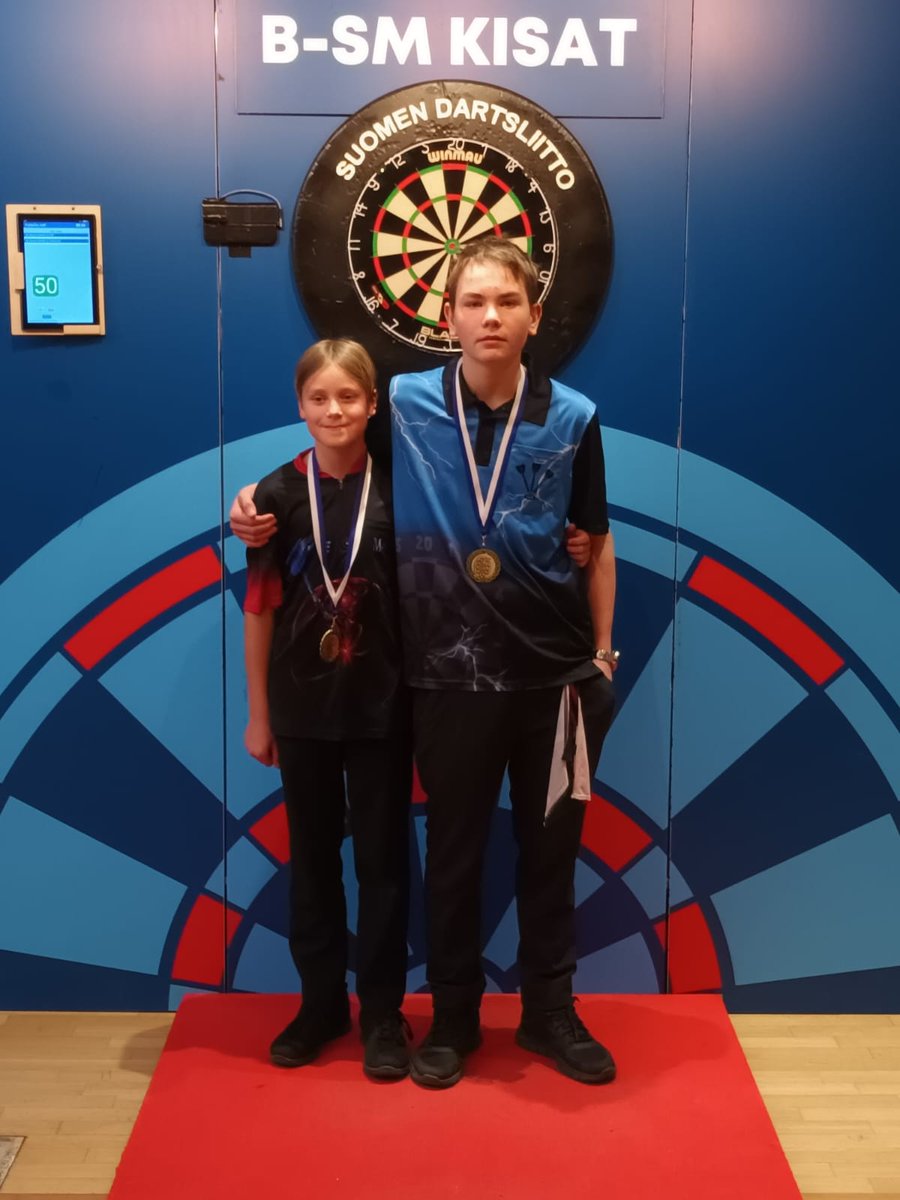 SDLDartsliitto's tweet photo. Dartsin B-SM mestaruuskilpailut ovat käynnissä Vantaalla. Tasoitusparien mestaruuteen heittivät upeasti Juniorit Joni Ålenius ja Onni Pennanen. Naisten B-501 mestaruuteen heitti tänään iltapäivällä Ritva  Pentikäinen,  Kokonaistulokset ja seuranta: https://t.co/D7mCfGMcAN https://t.co/ohAnrynFIm