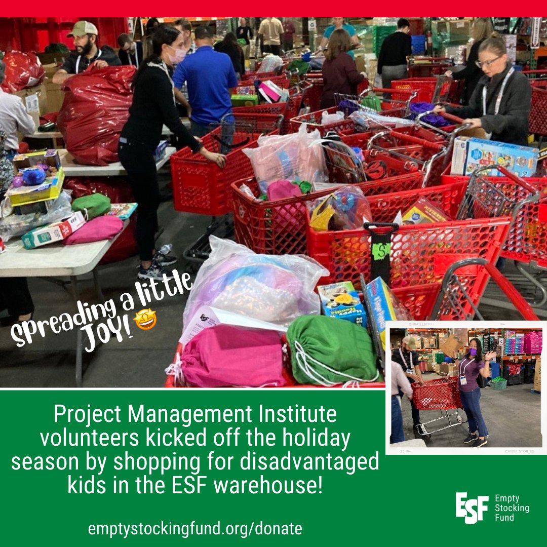 The holiday season is officially underway at ESF!

This week, @pminstitute members who were in Atlanta for their Global Summit carved a few hours out of their conference schedule to give back to disadvantaged children locally, filling orders for 263 kids! 

#spreadalittlejoy