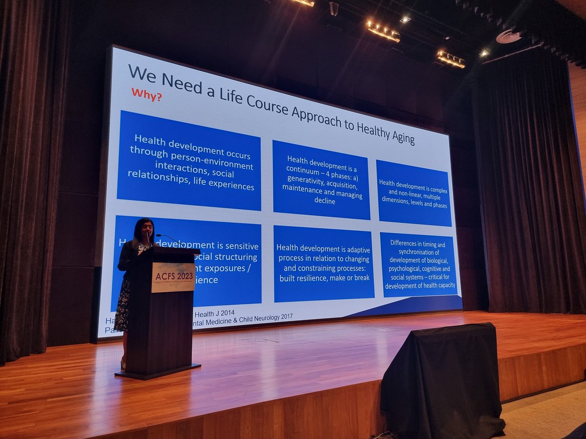 Countless takeaways from @reshmaamerchant's talk at #ACFS2023. Time to rethink how to approach #ActiveAgeing and more importantly act while we are in UN's Decade of Healthy Ageing. @WHOCenterFrailt