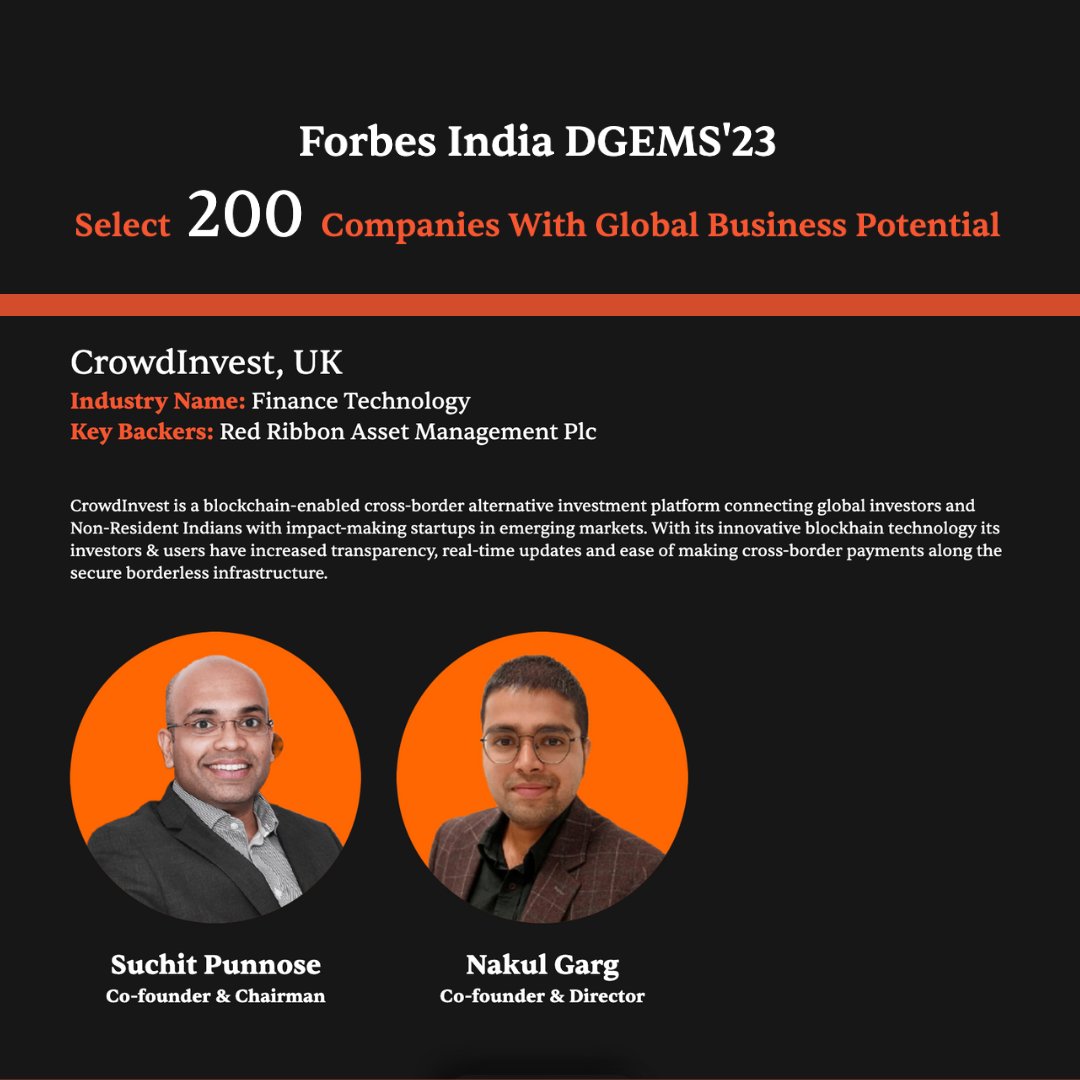 🥳Today, we celebrate our co-founder Nakul's birthday & are thrilled to announce that we are one of the 'Select 200 Companies With Global Business Potential' by @ForbesIndia & D Globalist | #DGEMS2023 Details in @Forbes: forbesindia.com/ms/dgems-forbe… #Select200 #Fintech #investing