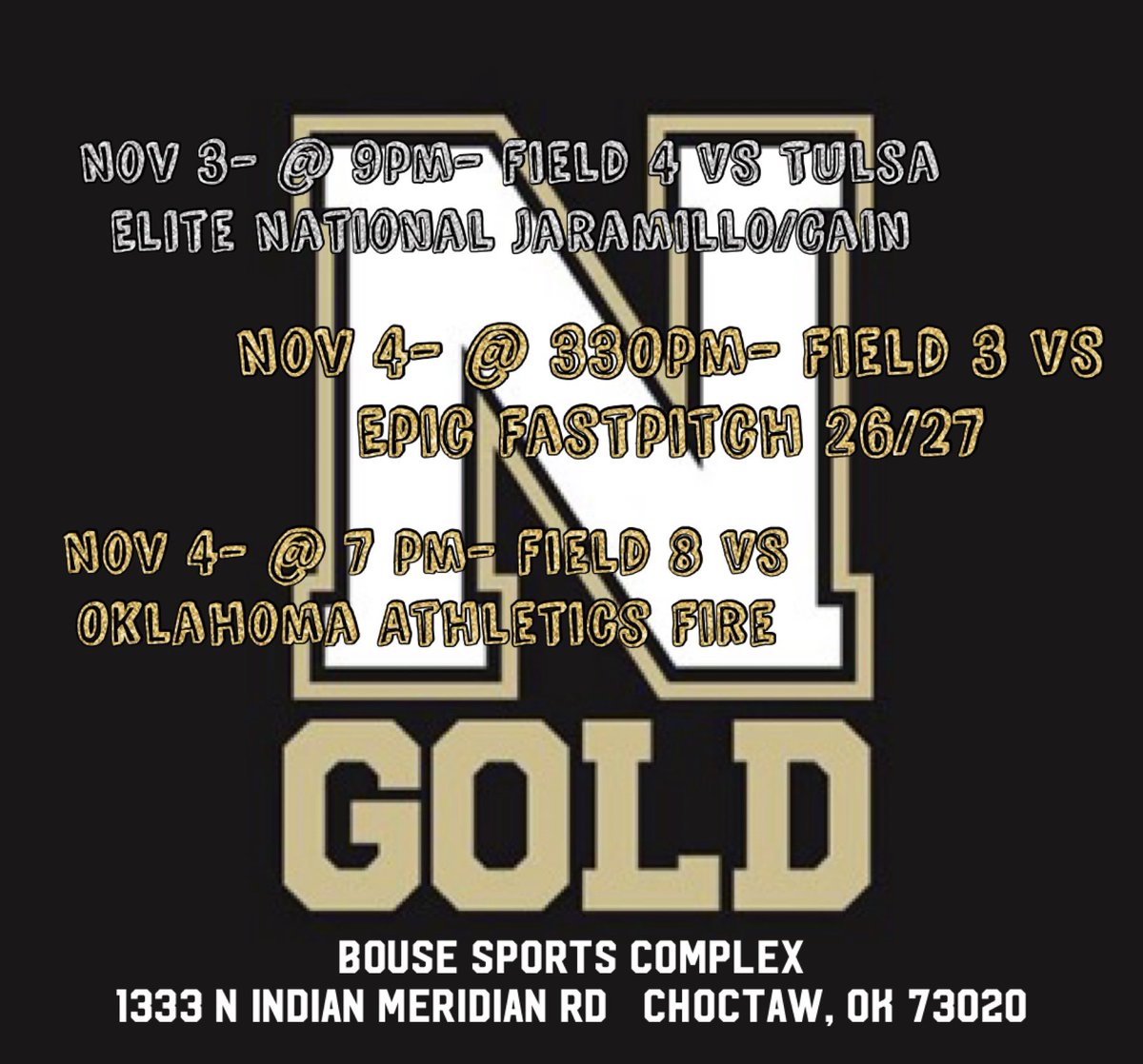 Next weekend’s schedule, can’t wait to be in Oklahoma! Not only will I get to hit the field with my girls, but I will be touring OSU!!!  <a href="/nebraskagold816/">Nebraska Gold 816 Schultz</a> <a href="/OSUcoachG/">Kenny Gajewski</a> <a href="/cowgirlsb/">OSU Cowgirl Softball</a>