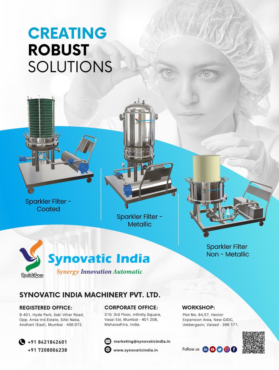 Synovatic's tweet image. Sparkler Filter | Halar Coating Sparkler Filter | PFA Coating Sparkler Filter | Tefzel Coating Sparkler Filter | SS316 Sparkler Filter | ETFE Coating Sparkler Filter | Solid PTFE/PP Plates Sparkler Filter

#Sparklerfilter #Synovaticindia #PFA #Halar #ETFE #coating