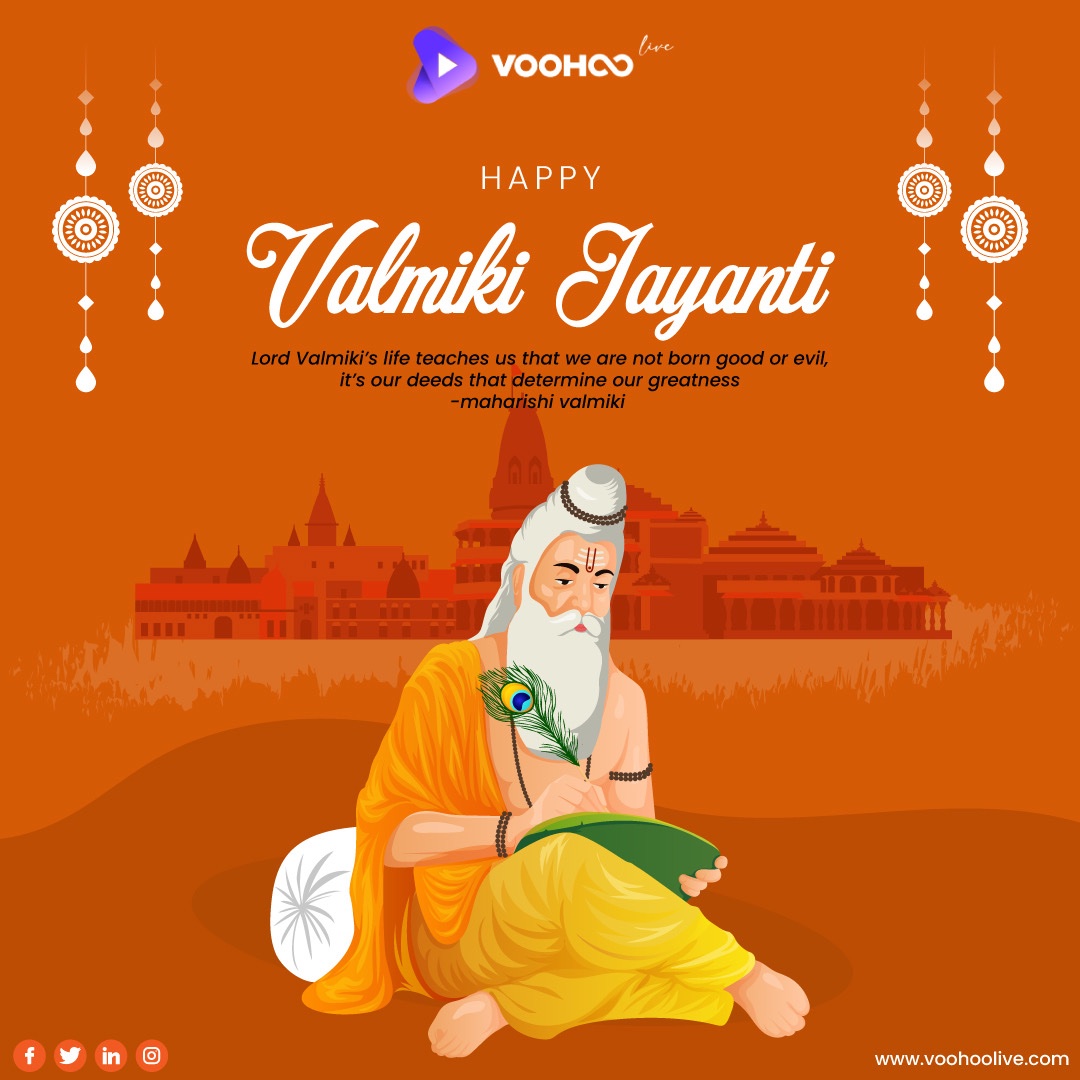 VOOHOOlive's tweet photo. On Maharishi Valmiki Jayanti, let’s pay homage to the author of the timeless epic, Ramayana. His wisdom shall resonate through the ages. #valmikijayanti #valmiki https://t.co/SA2zwEPVUN