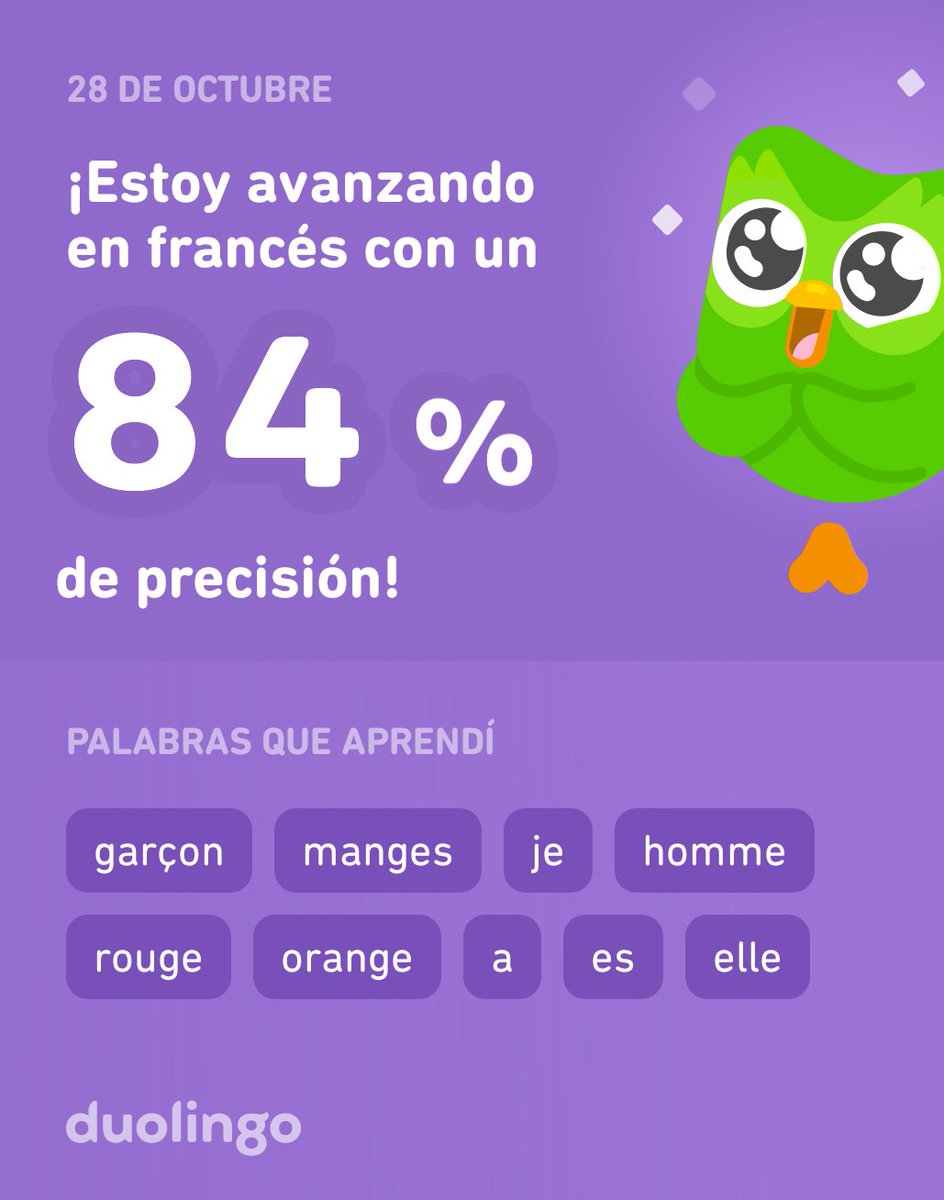 TomC84752643's tweet photo. ¡Estoy aprendiendo francés en Duolingo! Es más fácil de lo que recordaba https://t.co/iExYLSZi1D