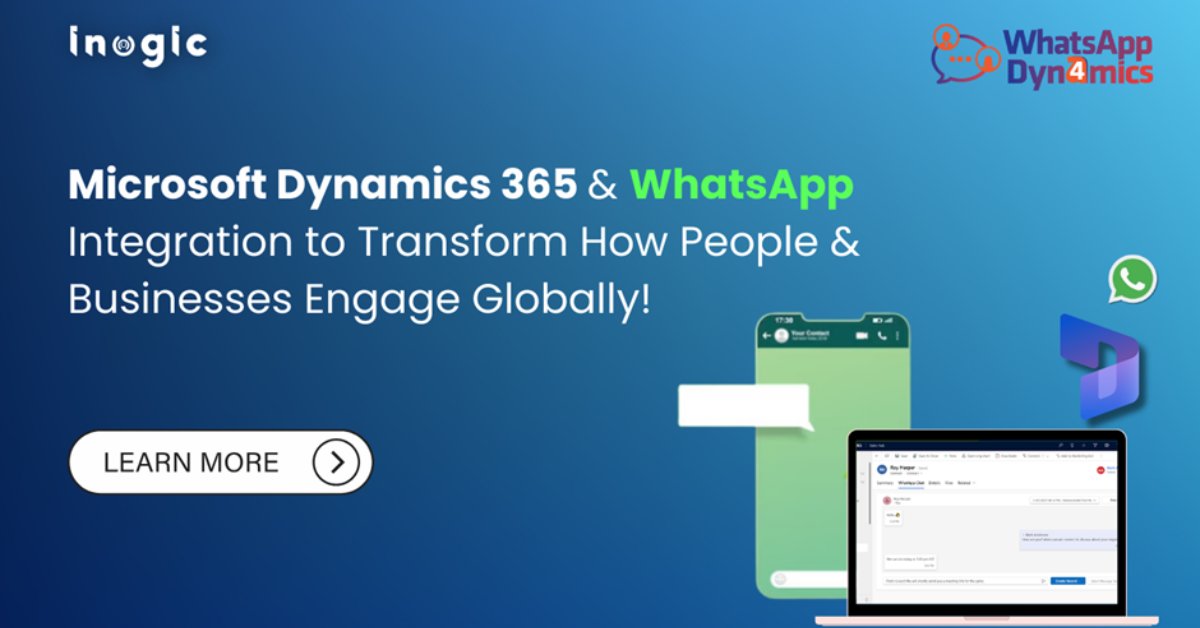 EuropeanPPC's tweet image. Enter #WhatsApp4Dynamics 🌐– a game-changing integration app by Inogic, poised to bridge the gap between #MicrosoftDynamics365 #CRM and #WhatsAppBusiness. Find out more - sharepointeurope.com/microsoft-dyna…