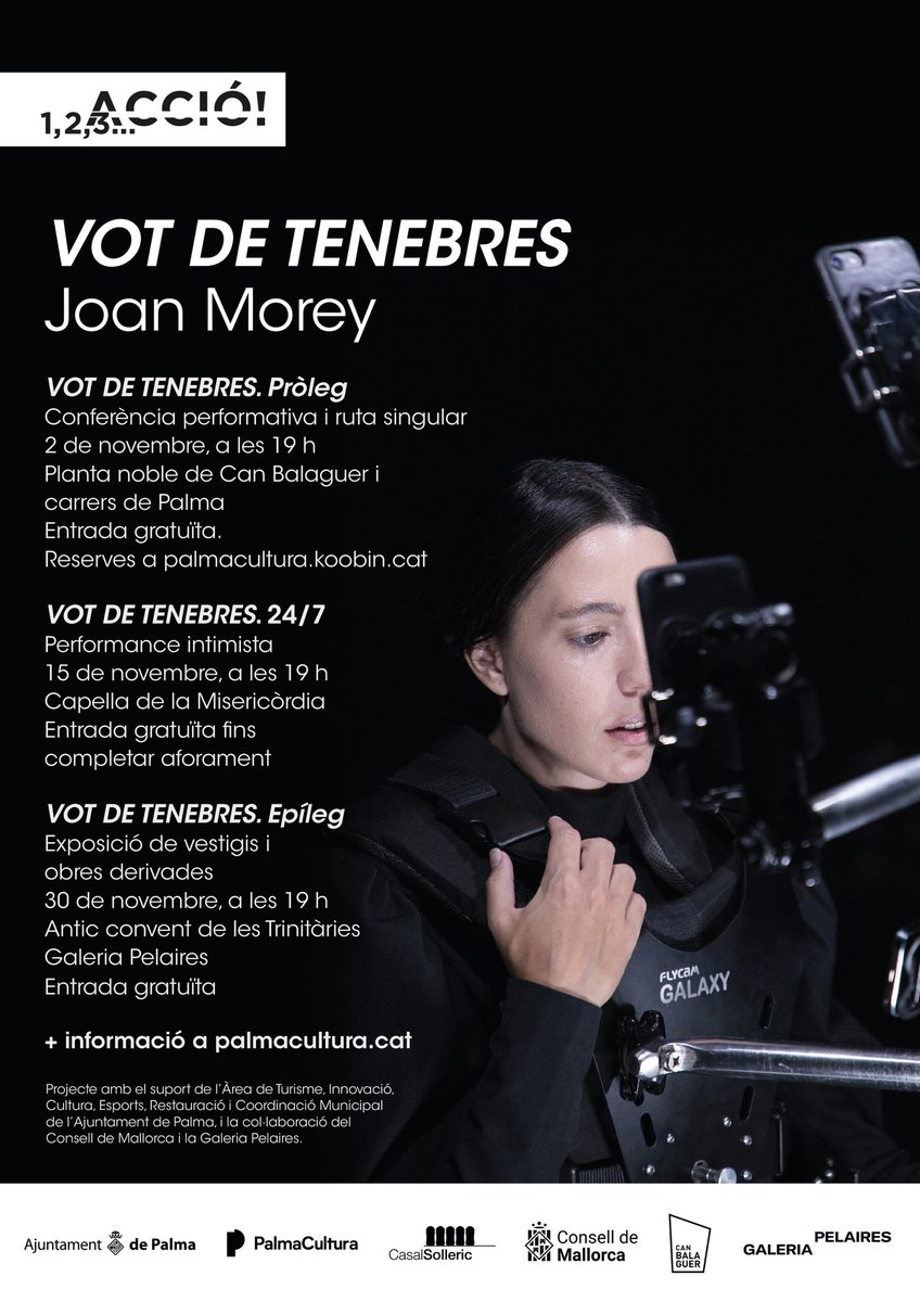 Pròximament: VOT DE TENEBRES (2020-2023)🕯️un projecte que pren com a objecte d'estudi la pràctica de l'emparedament voluntari i la translació d'aquest fenomen en el context de l'art contemporani amb les 'habitacions virtuals' hiperconnectades.
⛓️
@PalmaCultura
@CanBalaguer