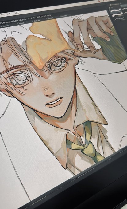 線画から色塗るの難しよ〜〜 ꜆××)꜆