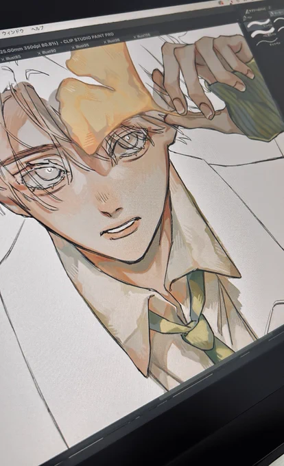 線画から色塗るの難しよ〜〜 ꜆××)꜆