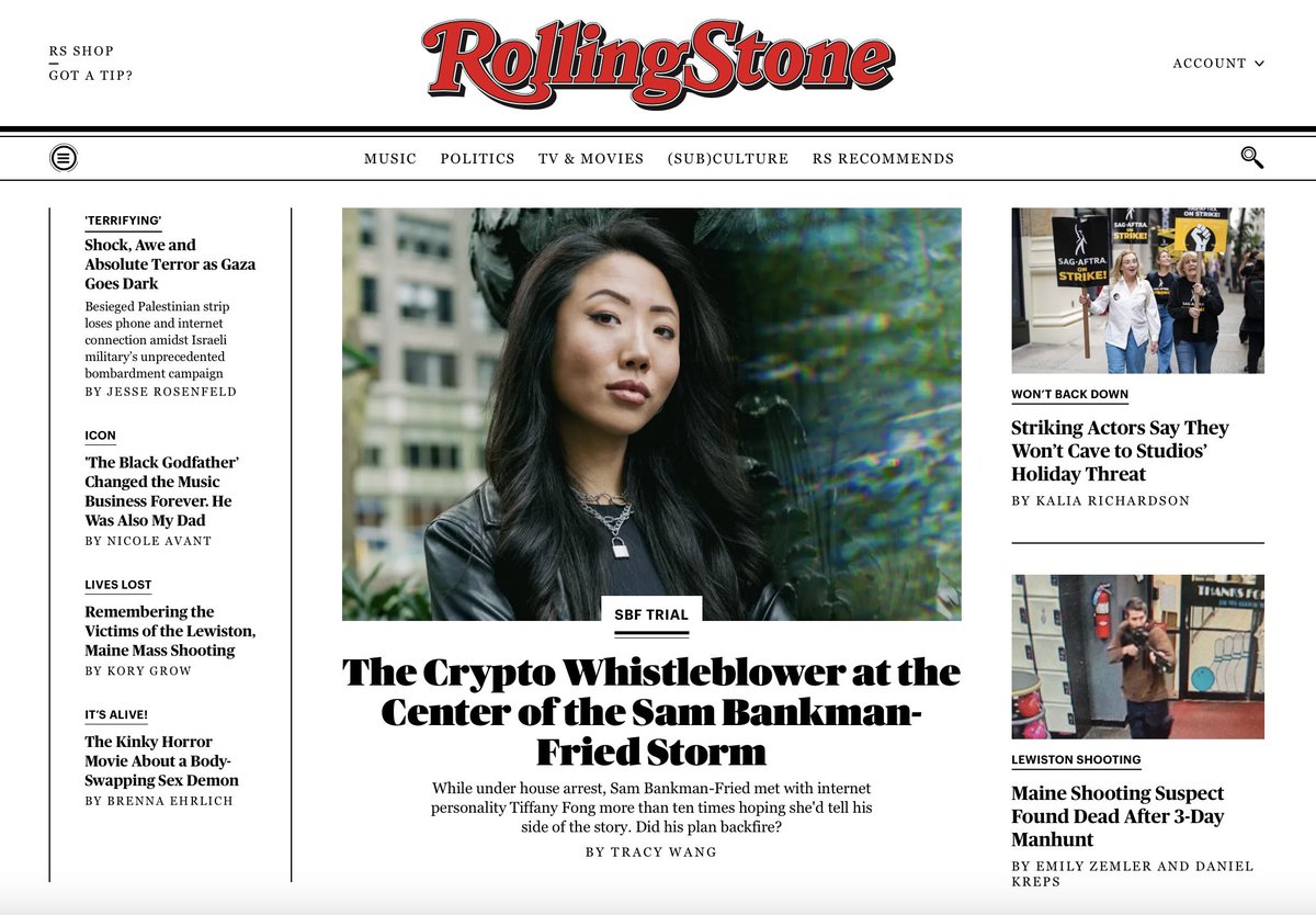 TiffanyFong_'s tweet image. wow front page of @rollingstone how FUN!! like i said, “i’m so out of place in this story. it’s just like this random fucking chick wandered into this very serious situation.” 🤣 hahaha
