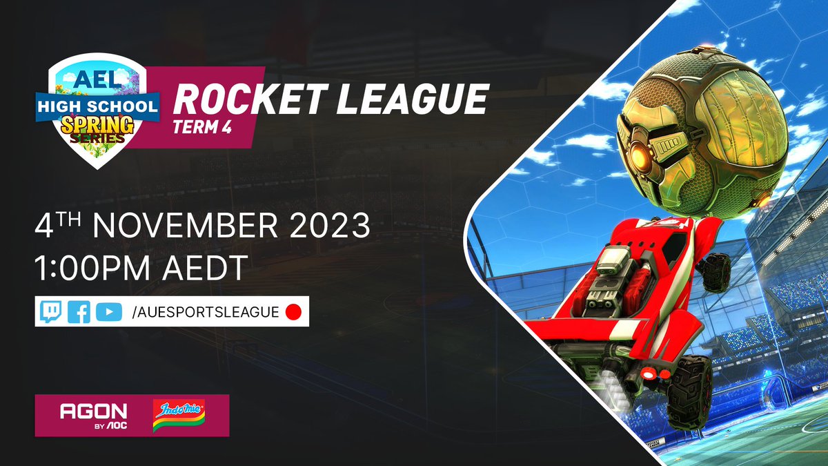The Spring Series is back for Week 2! Join <a href="/Metis_OCE/">Metis</a> &amp; <a href="/MendrixNm/">Mendrix</a> for some High School Rocket League tomorrow!

📅Saturday 4th November
🔴LIVE 1:00PM AEDT
📺twitch.tv/auesportsleague

The AEL is proudly sponsored by <a href="/AGONbyAOC/">AGON by AOC</a> &amp; <a href="/Indomielovers/">Indomie</a>