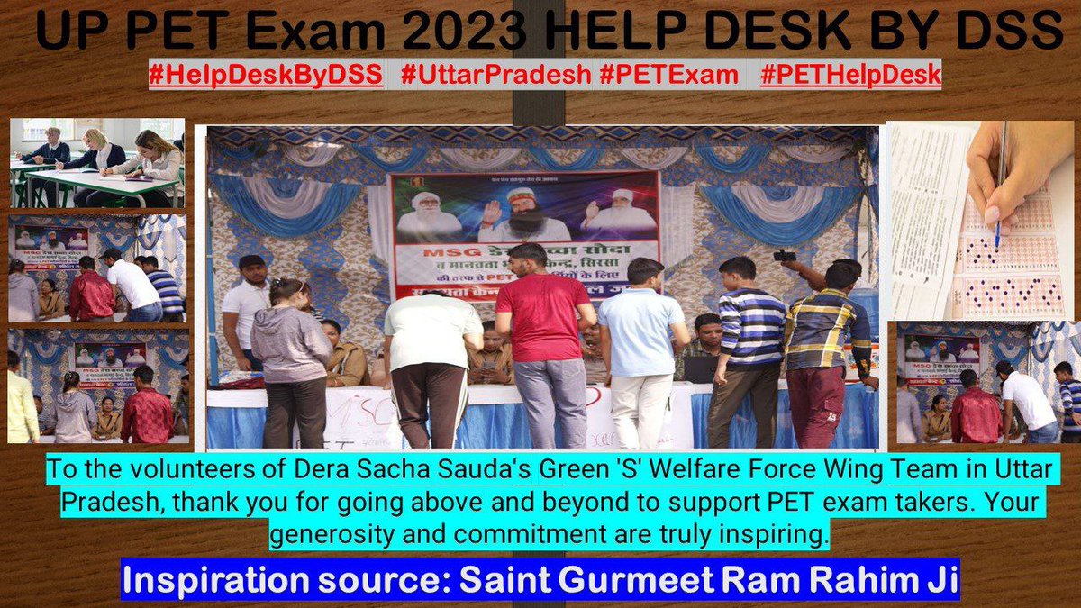 SinglaDipanshu7's tweet image. Dera Sacha Sauda के स्वयंसेवकों ने #SaintGurmeetRamRahimSinghJi की प्रेरणा से बस स्टैंड पर वर्तमान सीईटी/ पीईटी परीक्षा के लिए उचित मार्गदर्शन कर #PETHelpDesk लगाई है #PetExam2023
#UPPETExam 
#PETExamUttarPradesh #UPSSSC 
#HelpDeskByDSS #DeraSachaSauda #SaintDrMSG #BabaRamRahim