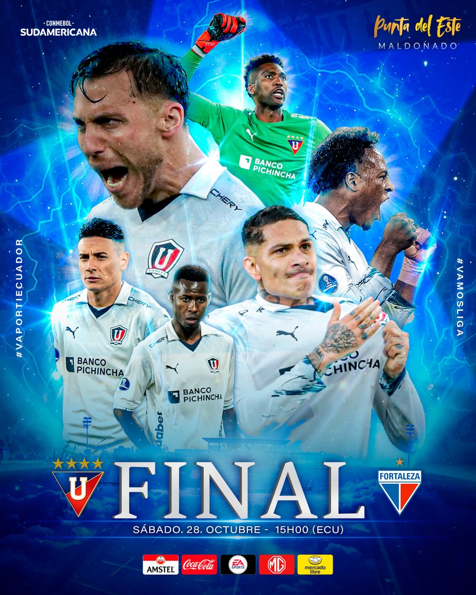 LDU_Oficial's tweet photo. 🔜 ¡HOY! ¡LA GRAN FINAL!
🆚 #LIGAFortaleza
🏆 #Sudamericana
📅 28.10.2023 | 15h00(ECU)

🗣️#VamosLIGA 
#VaPorTiEcuador 🇪🇨 #PorTuGente❤️‍🔥#LDUQ https://t.co/rYzKCG9ldg
