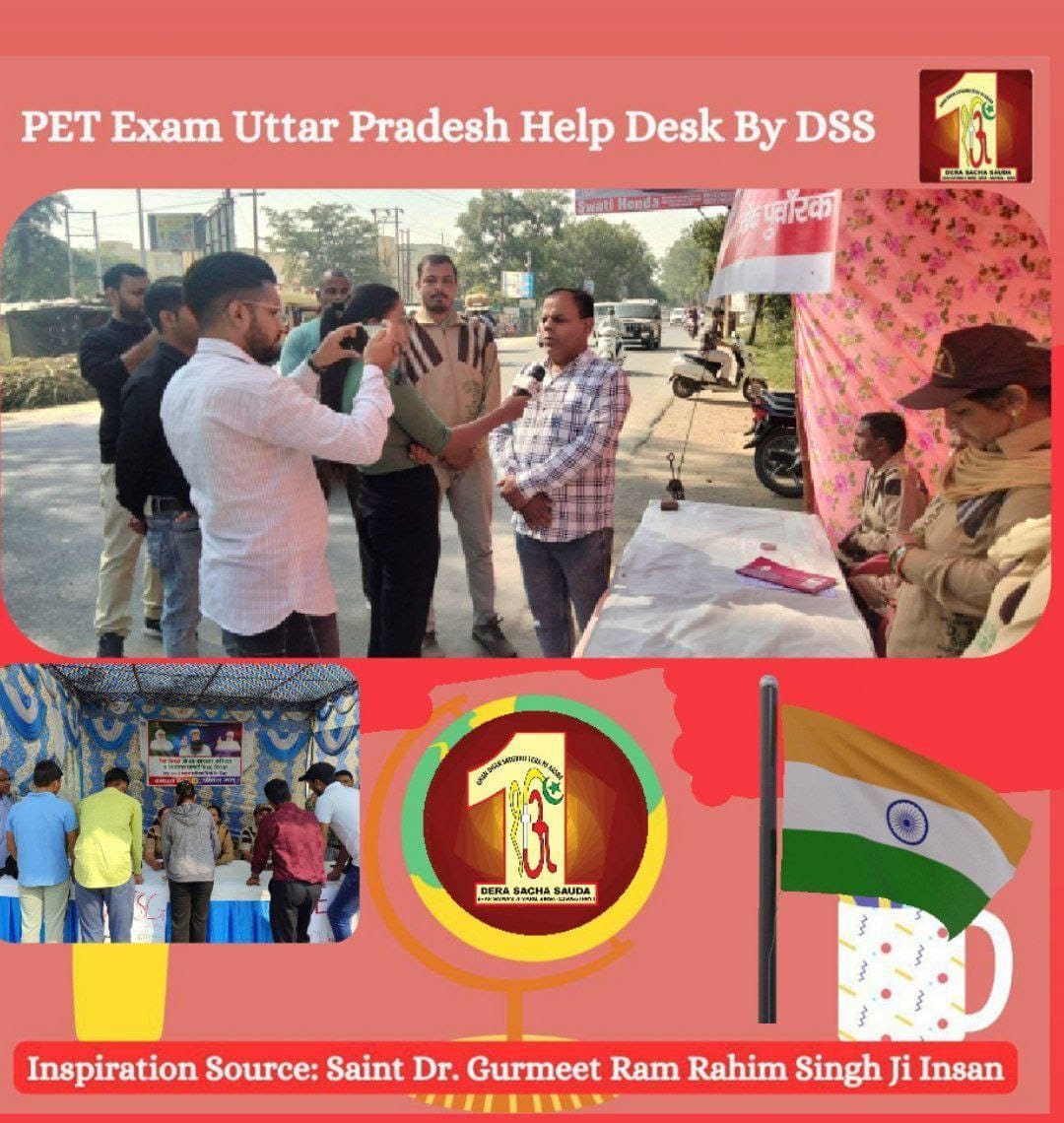 KomalIn46552102's tweet image. Dera Sacha Sauda and its Shah Satnam Ji Green S Welfare Force Wing, made by Saint Gurmeet Ram Rahim Ji, are providing guidance to the youth to help them get suitable jobs and serve the nation. Today, they have set up #PETHelpDesk for the current PET exam aspirants on bus stop.