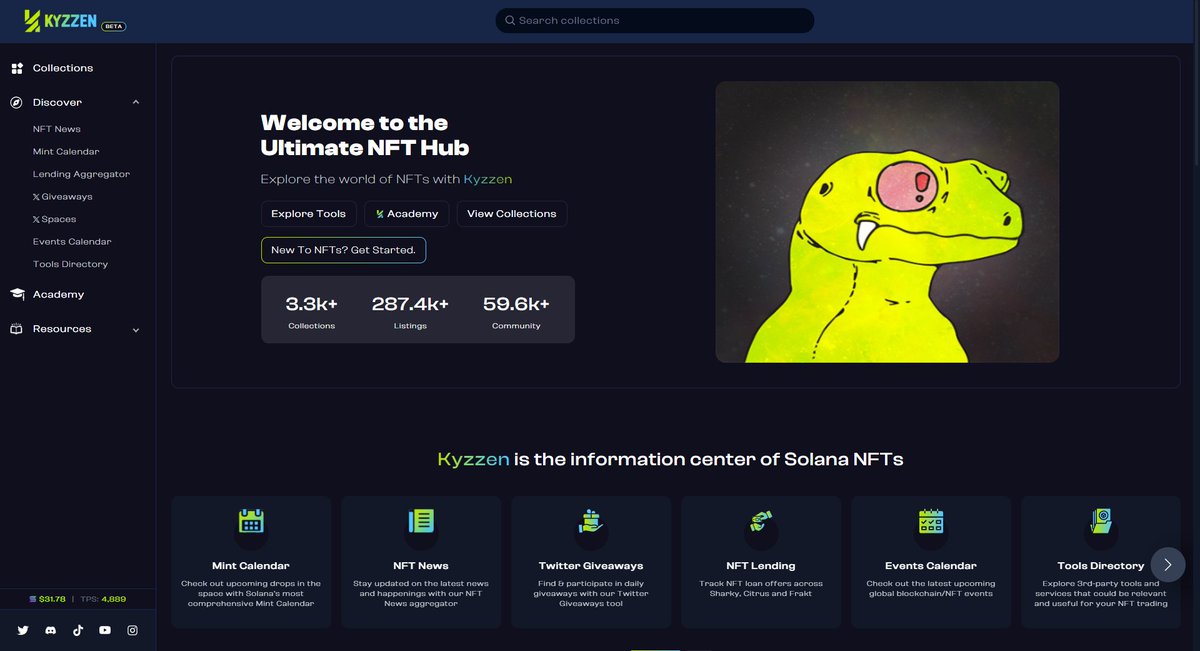 The Ultimate NFT Hub on <a href="/solana/">Solana</a> is finally here.

Our answer to the 3 biggest problems of our space.

Onboarding. Education. Navigation.

(1/13)