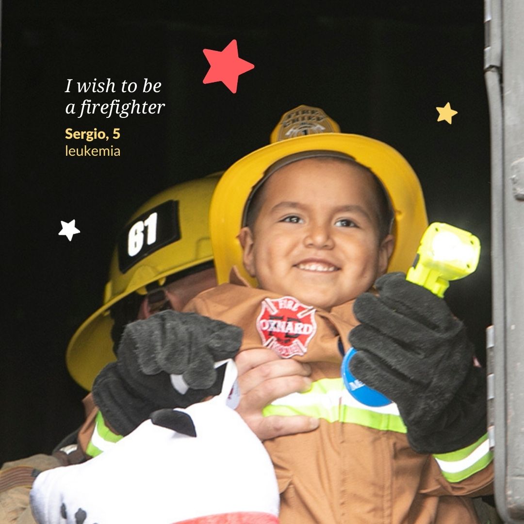 After a devastating leukemia diagnosis, Sergio found joy in his wish. He couldn’t wait to wear a uniform alongside his fire-fighting heroes. “To see him happy, makes me happy,” said Sergio’s mom, Daisy. #NationalFirstRespondersDay @MakeAWishTriCo