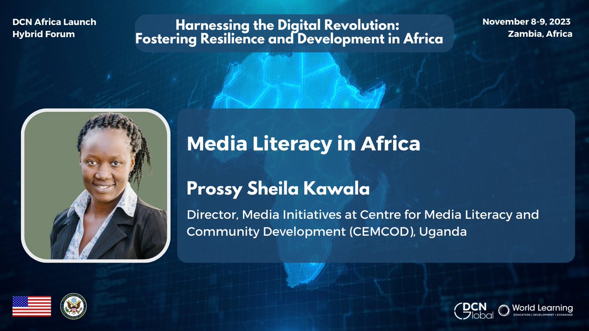 Meet the speakers of the DCN Africa Inaugural event!
<a href="/ProssyKawala/">Prossy Kawala</a>  is a Media literacy and youth development expert, passionate about rights-based approaches to enhancing civic engagement &amp; community participation in development.
Join us virtually! 
More: dcnglobal.net/dcn-africa-ina…