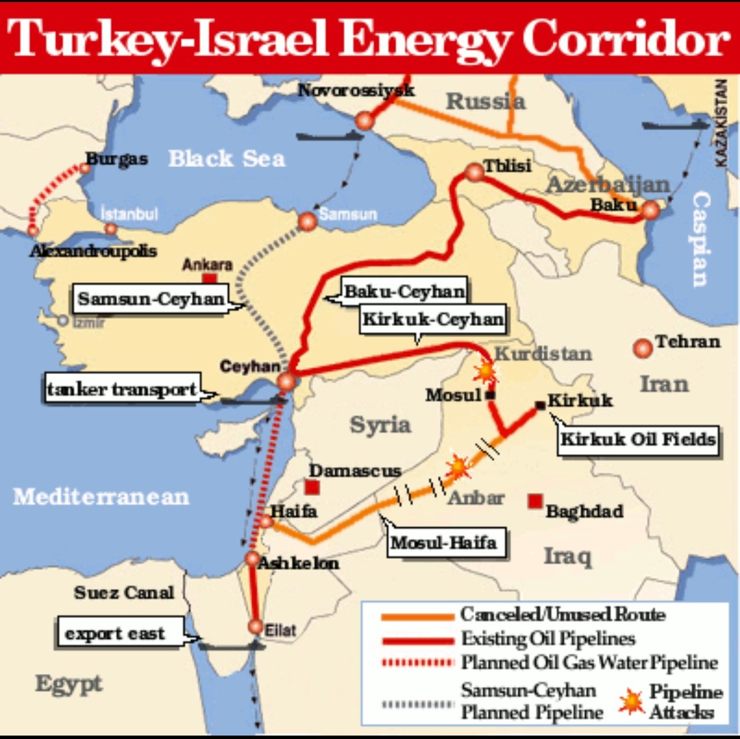 Azerbaijan supplies about 40% of Israel's oil. 

The Oil goes from Azerbaijan to the coast of Türkiye and then to Israel.

If Erdogan wants to support Palestine, this pipeline should be closed.