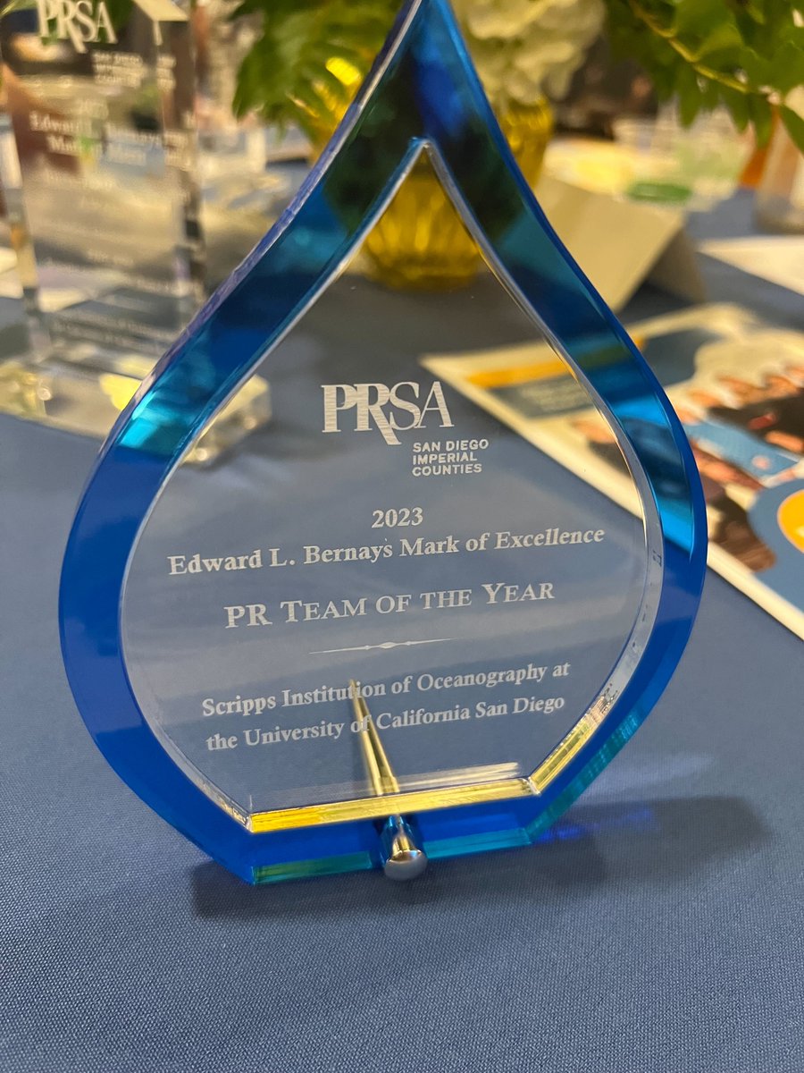 laurenfimbres's tweet photo. Big week! Proud to share the @Scripps_Ocean communications team was named PR Team of the Year at the @PRSAsandiego Bernays Awards. Go team! https://t.co/3D4sKnM0JR