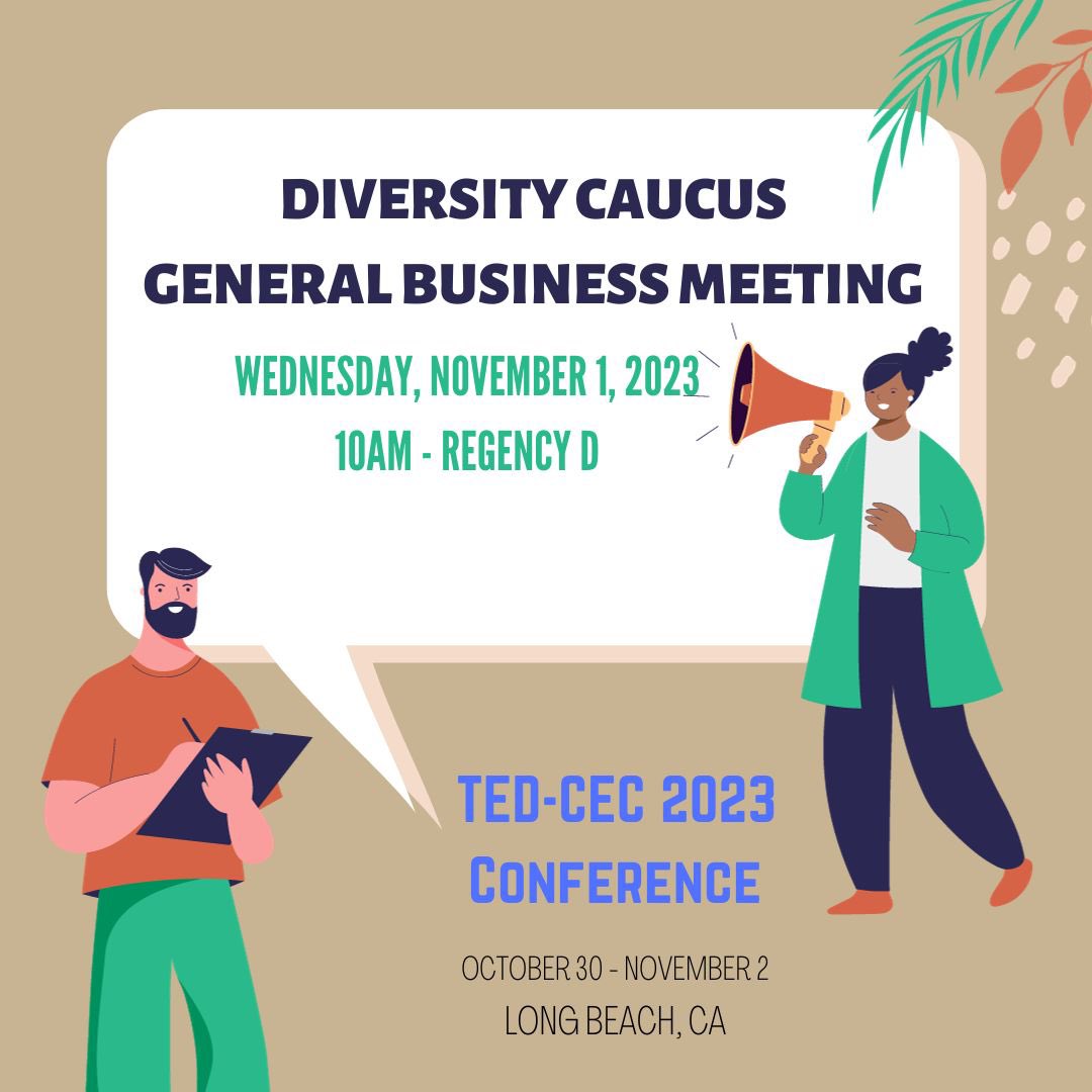 CEC_TED_DC's tweet photo. The @TED_CEC conference is 2 days away! Please join us to learn more about the Diversity Caucus on Nov. 1st. #tedconference @kscope_tedcec #deij #AcademicChatter #AcademicTwitter #phdlife https://t.co/J7FJUWvuye