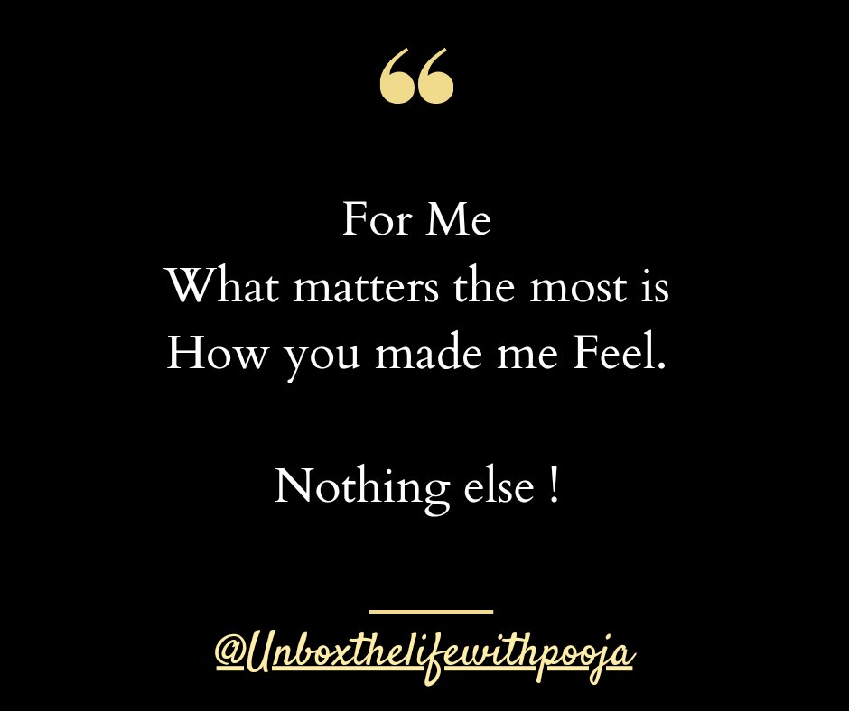 How you made me feel!! #unboxthelife #weekendmood #feelings #saturday #instaquotes #instapost #trendyquotes #quotestoliveby #inspirebywriting #inspire #lovequotes #deepfeelings #Pooja 28 October 2023 ❤️❤️