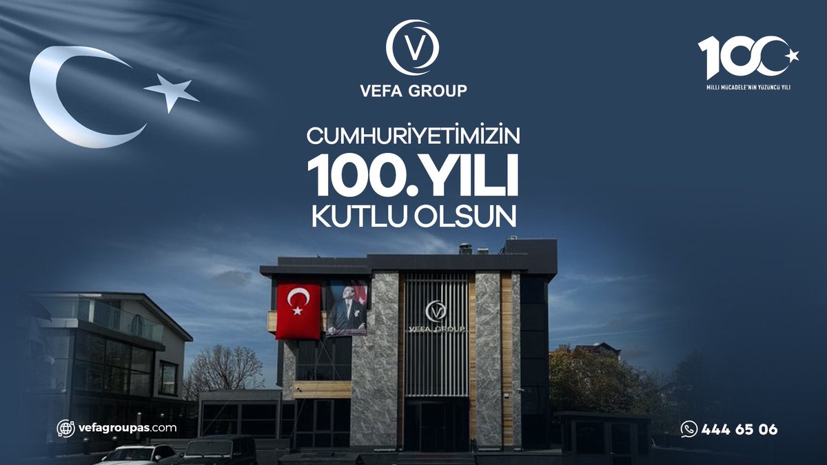 Cumhuriyetimizin 100. Yılı Kutlu Olsun!🇹🇷

#VefaGroup #Cumhuriyet100Yaşında
