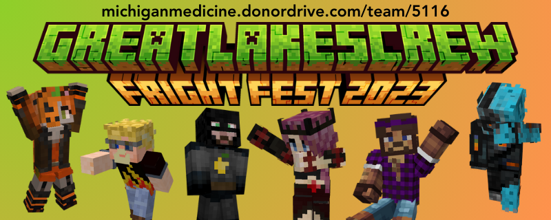 Happy Saturday!! The #GreatLakesCrew is going live  for an all-day special event with <a href="/gr8tlakesgirl/">GreatLakesGirl 🇵🇸🍉 Save Palestine</a> , @sling_n_stone1 , <a href="/AggroNinja89/">AggroNinja</a> , <a href="/NarcleptiCheeta/">Narcoleptic Cheetah</a> , arrrrrlemon, and Nolevos as part of #FrightFestfortheLittleVictors! Tune in and show your support! 
victors.us/glgstream