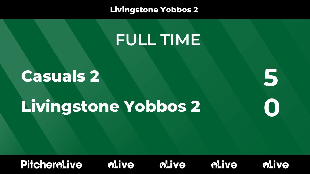 FULL TIME: Casuals 2 5 - 0 Livingstone Yobbos 2 #CASLIV #Pitchero pitchero.com/clubs/guernsey…