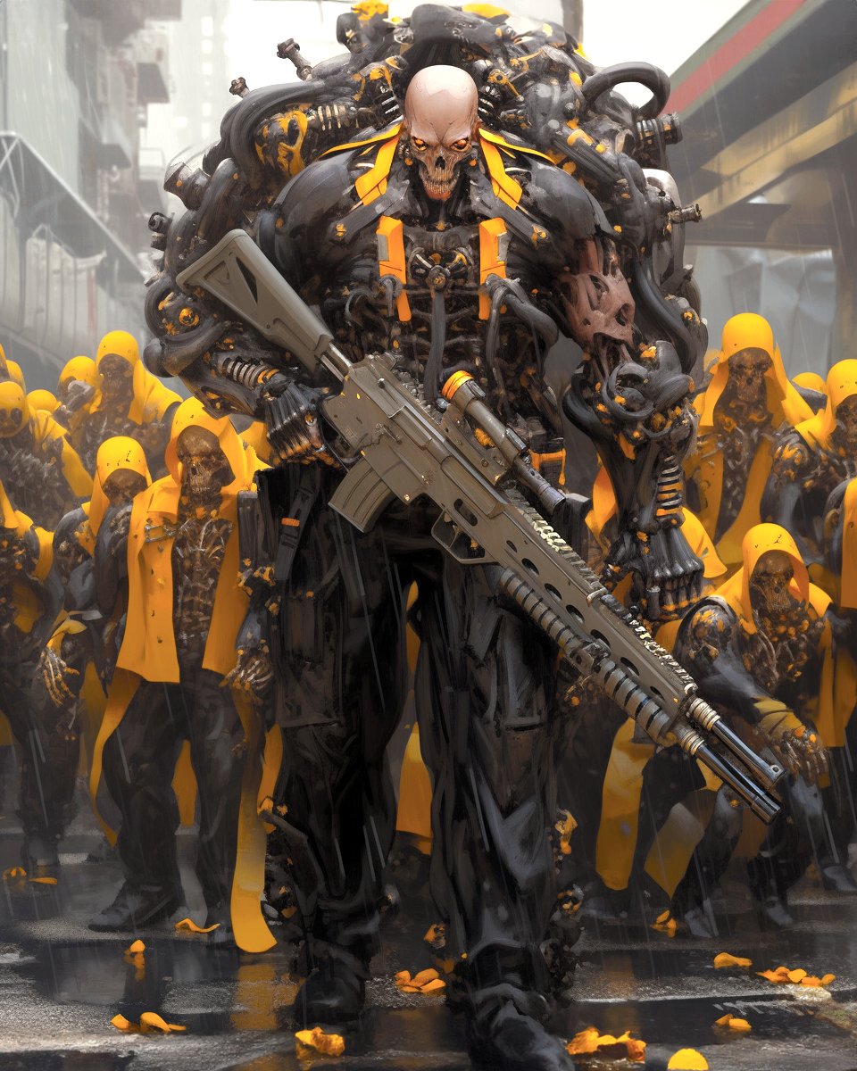 ai_altdims's tweet image. Yellow Hoods.
#Mercs #Mercenary #Mercenaries #Soldier #Soldiers #GunsforHire #Guns #Weapons #Skulls #Red #White #Midjourney #Ai #AiArt #Niji #Sunday