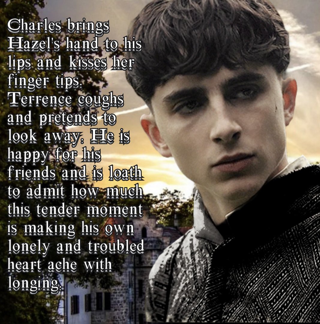 Here’s a sneak peek of the romantic fairy tale I will post later this year. Pictured below is Lord Terrence Tremblay (Timothee Chalamet). #writerslift #writingcommmunity #charlierowe #hannahrae #timotheechalamet #albabaptista #BookTwitter #romance @RealChalamet @albabaptista_