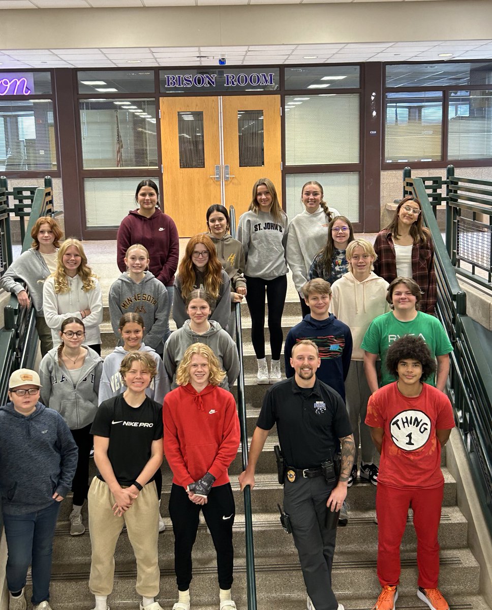 CoachBAMetcalf's tweet photo. AVID Elective 9th graders enjoyed having a visit with Buffalo’s SRO Trevor Eder! Officer Eder #AVID #4As https://t.co/i8Hs6KFpgx