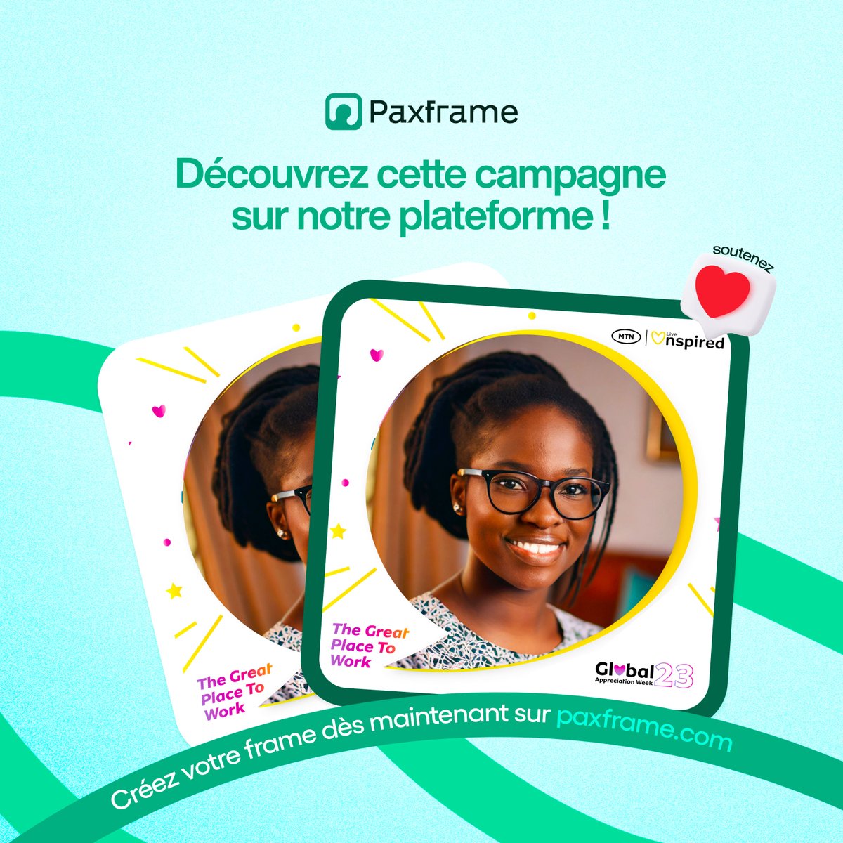 joinpaxframe's tweet photo. #GLOBALAPPRECIATIONWEEK
Découvrez et soutenez cette campagne de @MTNBenin sur notre plateforme !
🔗 https://t.co/3PWWbZBHPk

Vous avez une campagne à lancer ? 
Créez votre Frame dès maintenant !

#paxframe #mtnbenin https://t.co/yj30957P6E