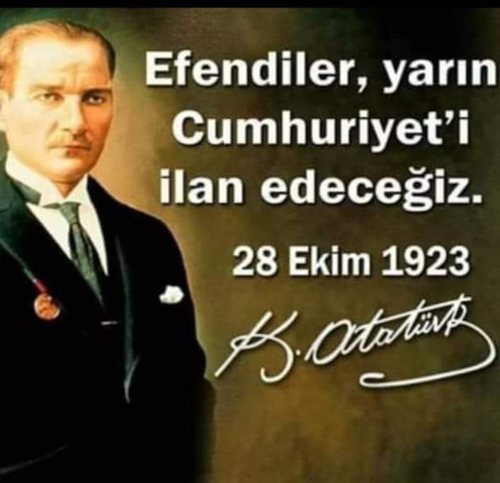 Cumhuriyet ilan edildi ve tam 100 yıl oldu, Cumhuriyetimizin 100. yılı kutlu olsun. Nice 100 yıllara....
