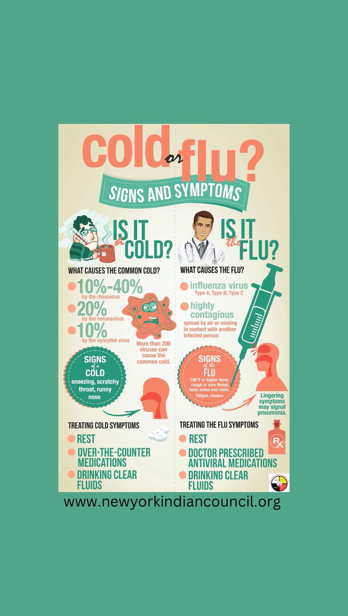 NYIndianCouncil's tweet image. Its cold and flu season! Make sure you know the differences so you know exactly how to treat yourself and keep optimum health 
 
Stay safe this flu season! 

#coldandfluseason #nativewellness #health
