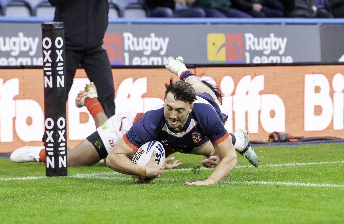 WarringtonRLFC's tweet photo. 🏴󠁧󠁢󠁥󠁮󠁧󠁿 Two tries for Matty Ashton as England secured a series win over Tonga with a 14-4 win in the second international 🔥 https://t.co/jDeyncM2eP