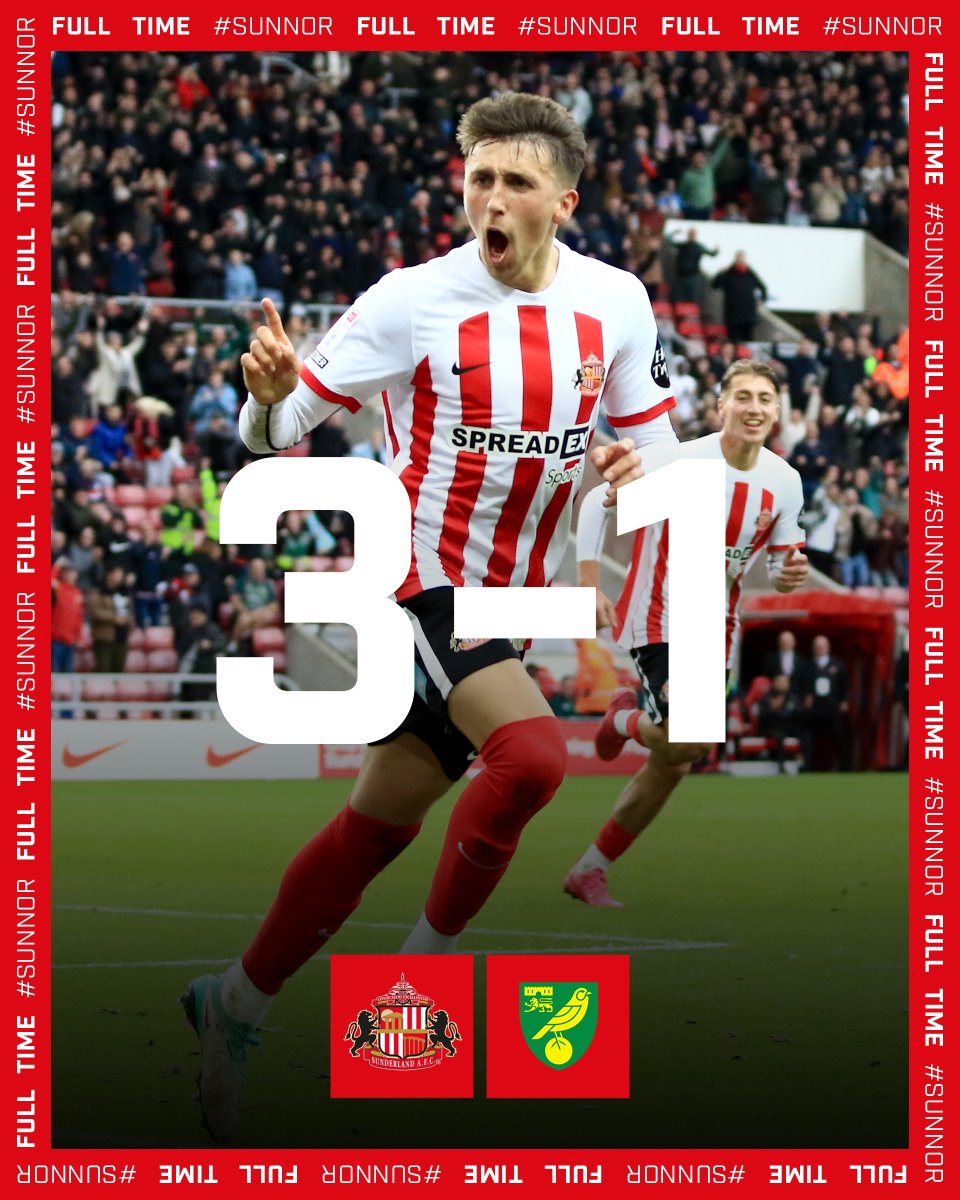 SunderlandAFC's tweet photo. Three points in the bag! 😍

#SAFC | #SUNNOR https://t.co/aCgtwJxHSF