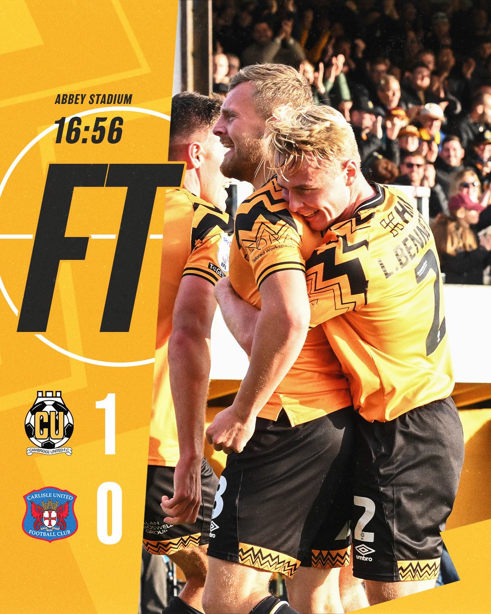 THAT'S IT! 🚨

George Thomas' second half header wins it for the U's! 😍

#CamUTD | 🟡 1-0 🔵 | FT