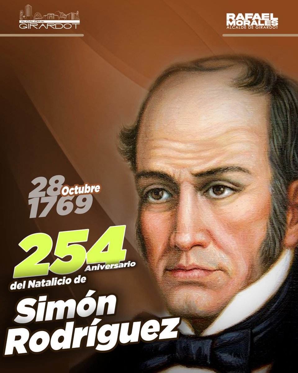 AlcDeGirardot's tweet photo. #28Oct 🗓️No se puede hablar en América de educación, sin hacer referencia al maestro de El Libertador, Simón Rodríguez. Honramos en su día a este hombre, referencia esencial para quienes tienen la noble labor de enseñar la grandeza 

@RafaelMaracay21 
#Maracay
#AmorPorLaPatria https://t.co/BGu10Bnvl7