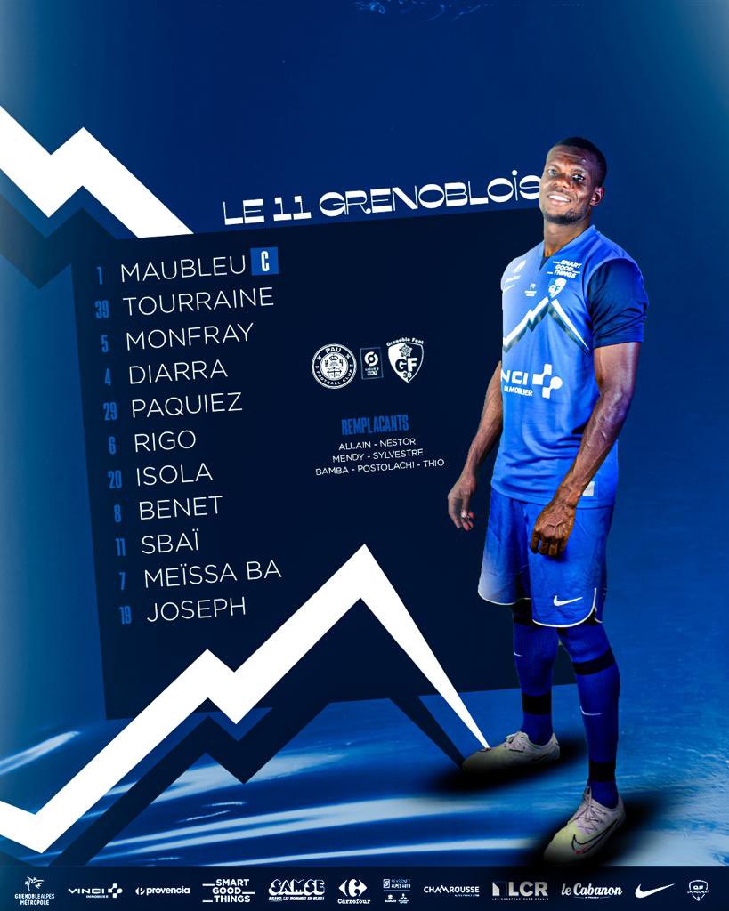 GF38_Officiel's tweet photo. Découvrez la composition du 11 Grenoblois qui débutera la rencontre, à 19h, à @PauFootballClub 🔵⚪️

#PAUFCGF38 https://t.co/dbEHv1Pj5Q