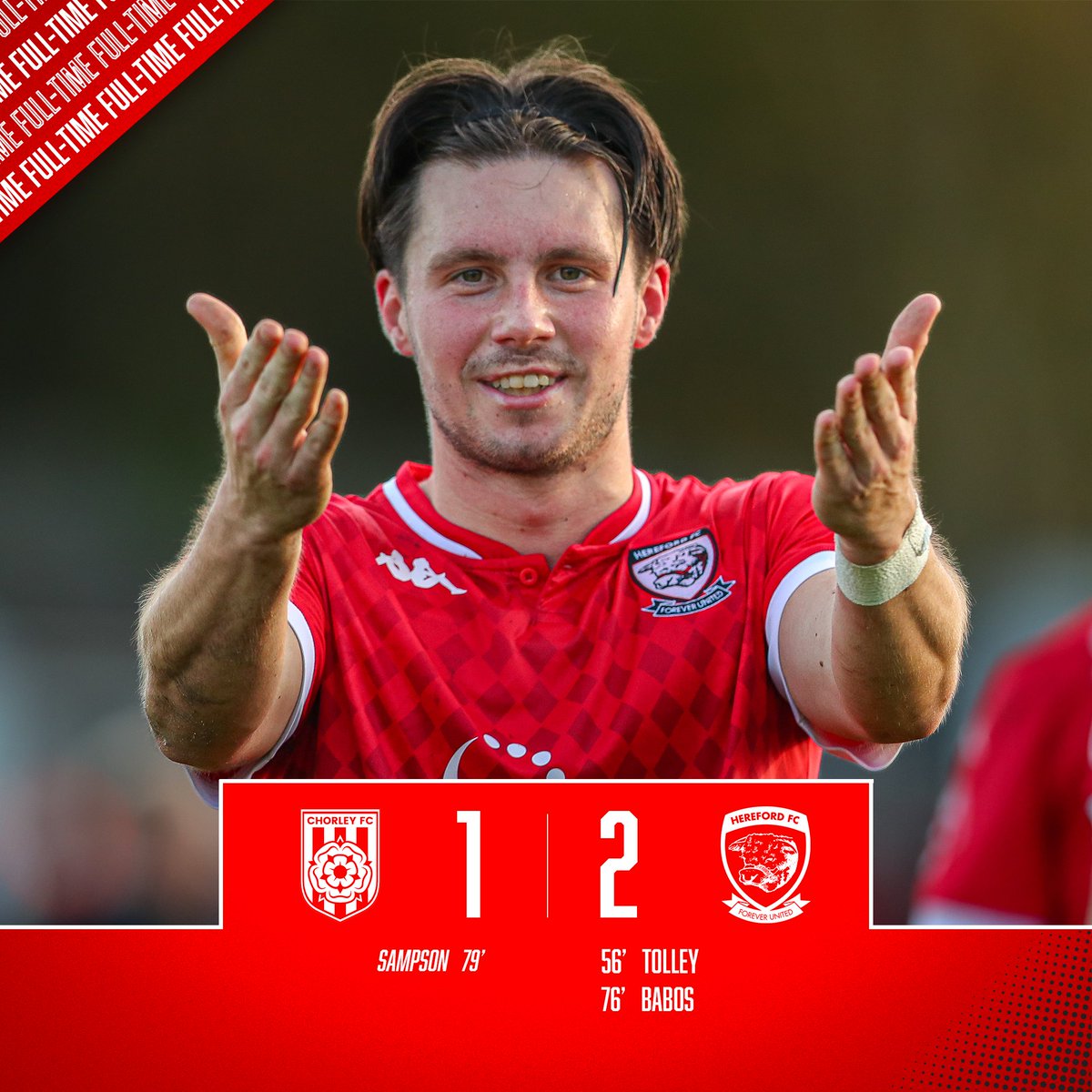 FULL TIME | Three MASSIVE points

Chorley⚪️ 1-2 🔴Hereford
#COYW | #CHOvHFC